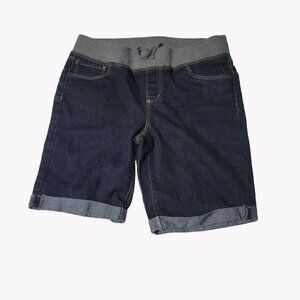 Arizona Jean Co Denim Shorts Girls Plus Sz 14.5 Dark Wash Gray Elastic Waistband
